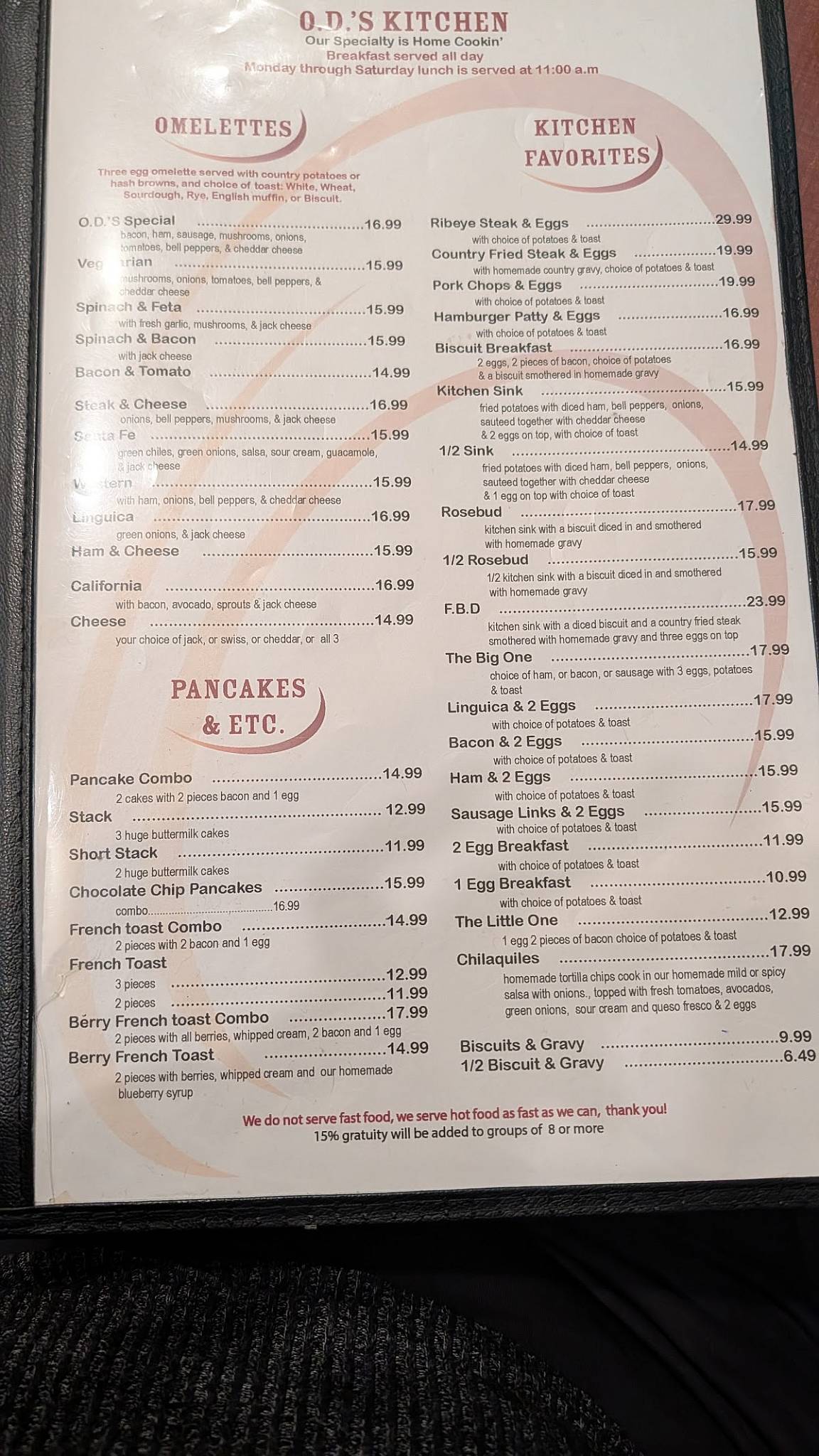 OD's Kitchen меню