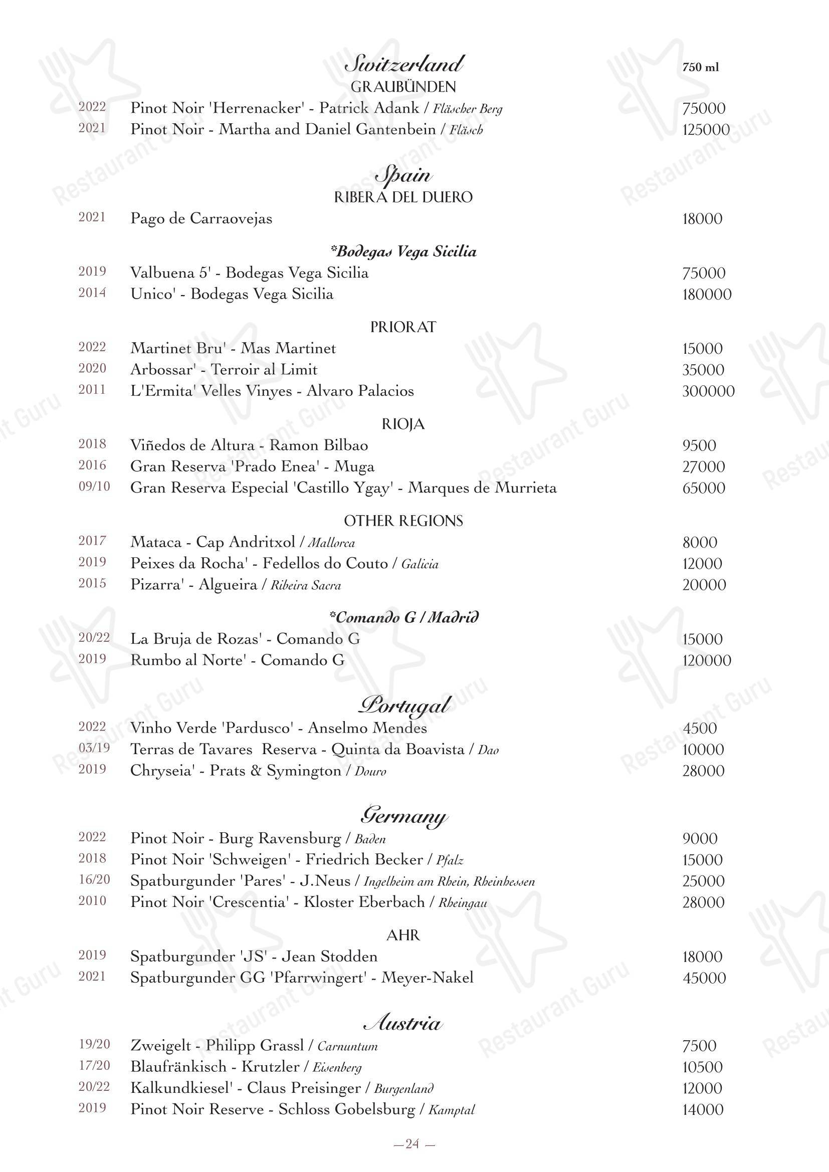 Oltremare в Москве - Wine Menu