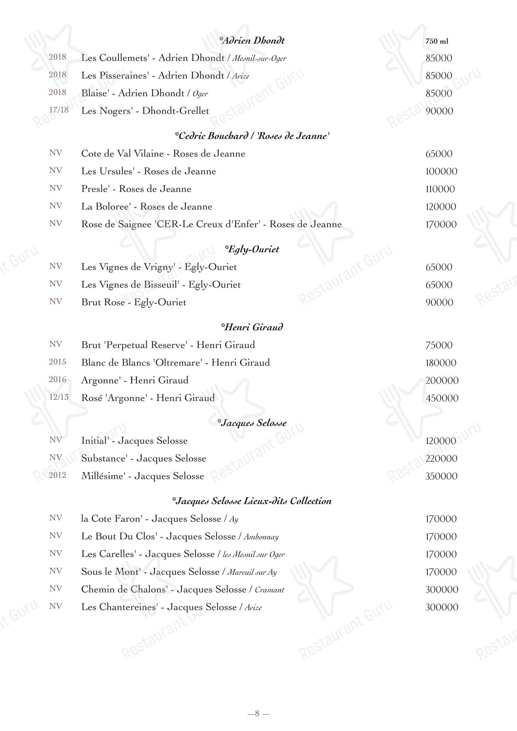 Wine Menu ресторана Oltremare в Москве