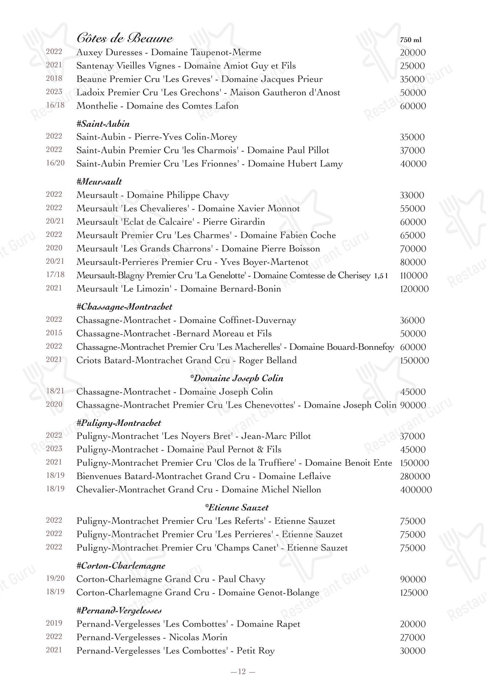 Oltremare в Москве - Wine Menu
