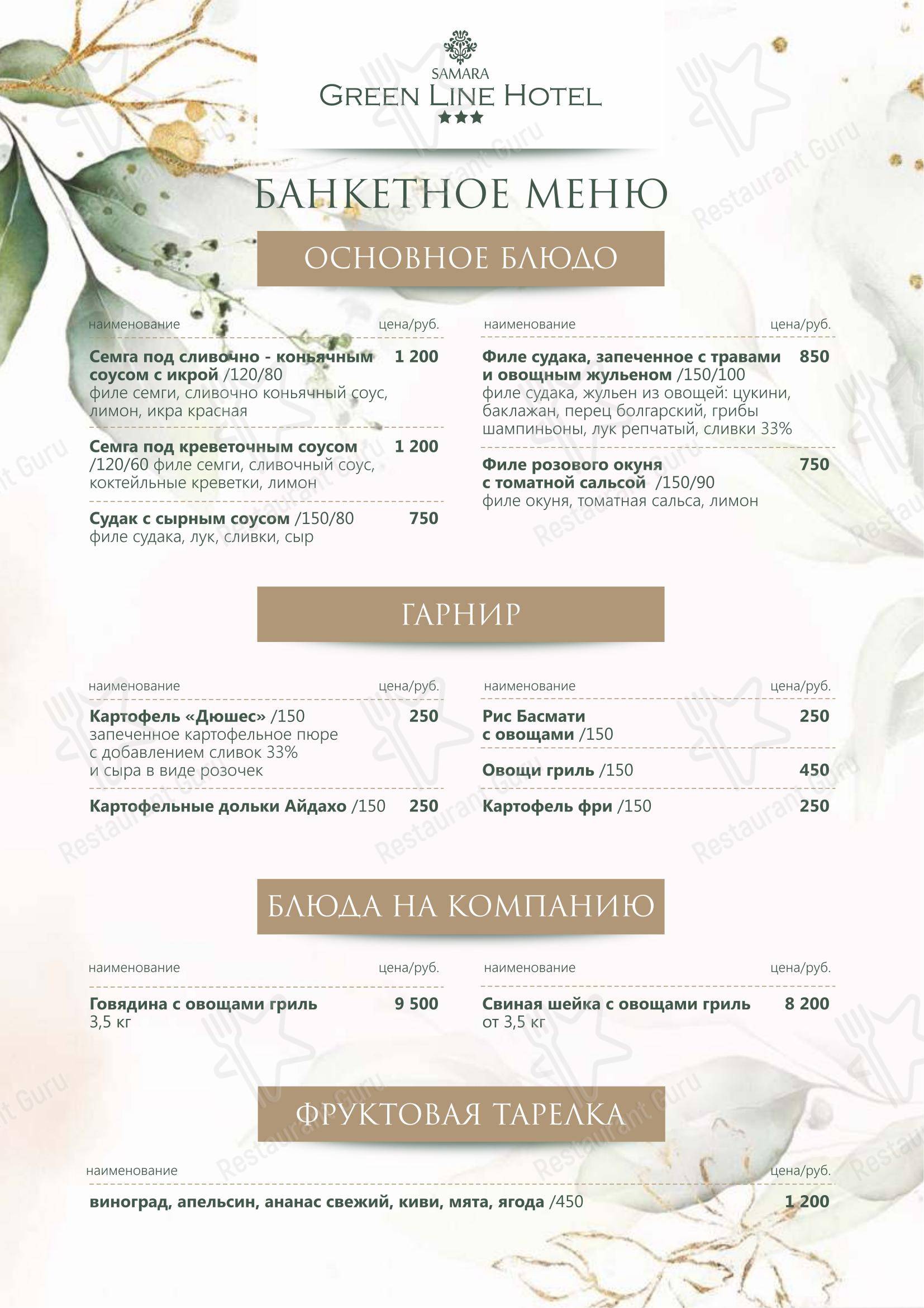 Коктейльная карта ресторана Оранжерея в Самаре