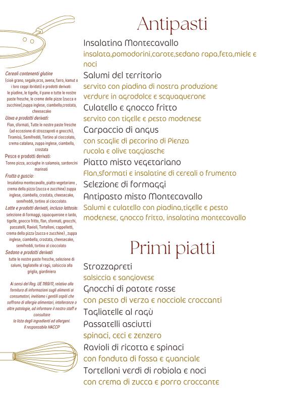 Osteria Pizzeria Montecavallo меню