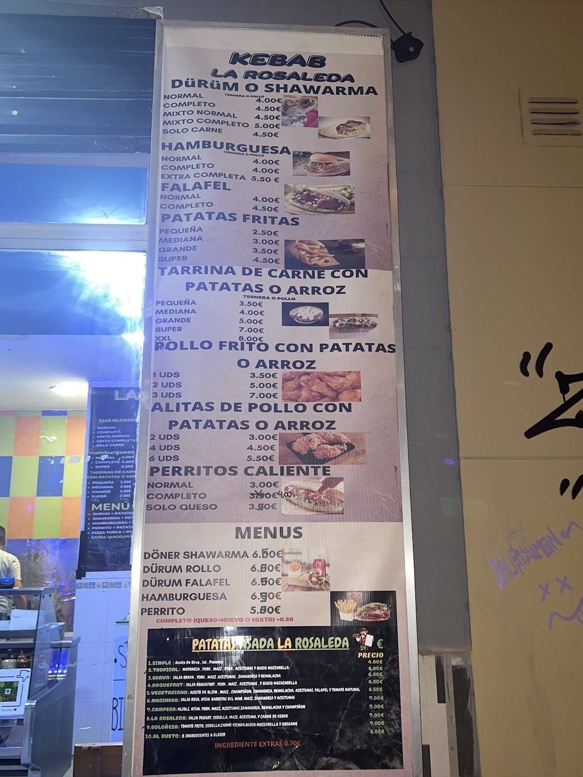 PATATAS ASADAS & KEBAB LA ROSALEDA меню