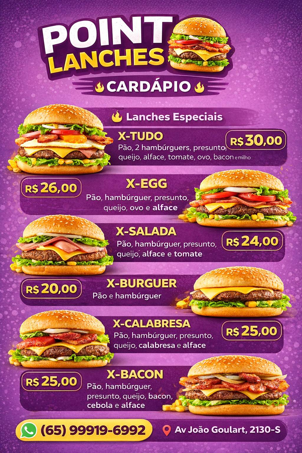 POINT LANCHES меню