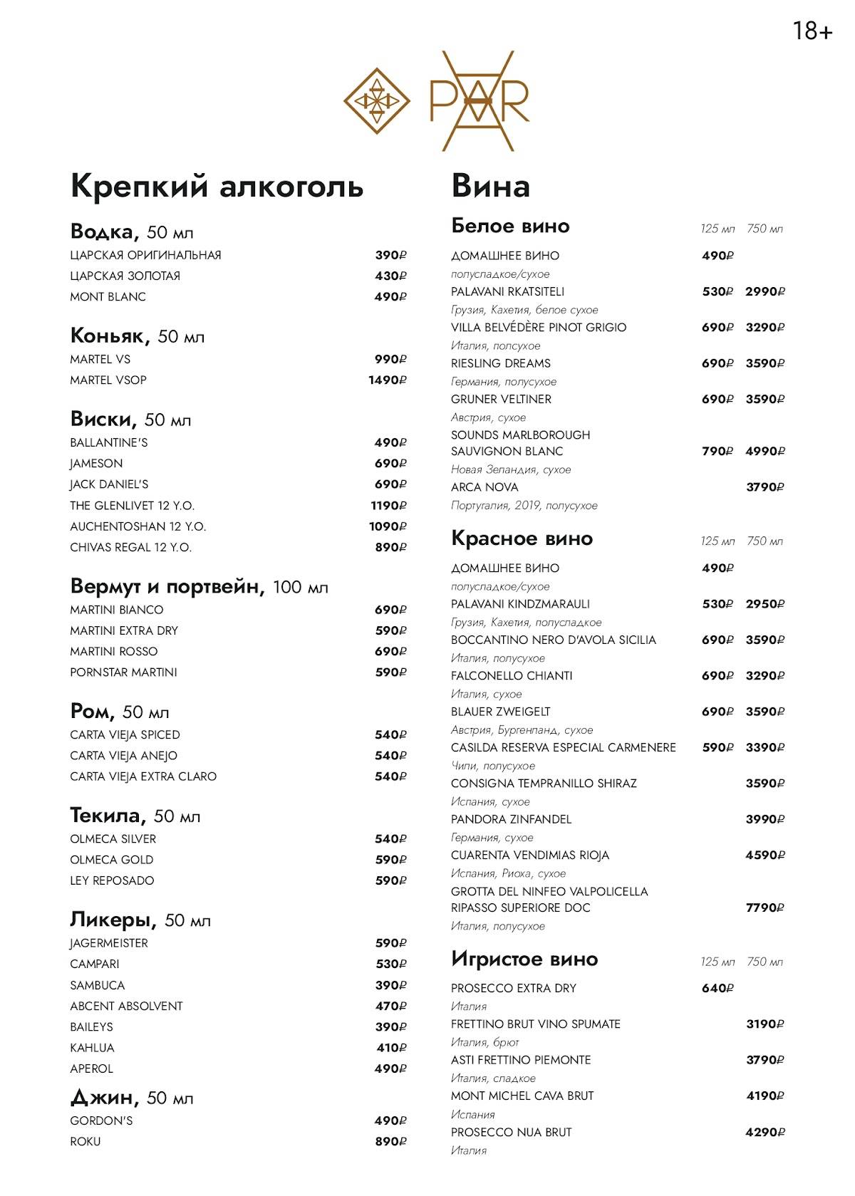 Par меню