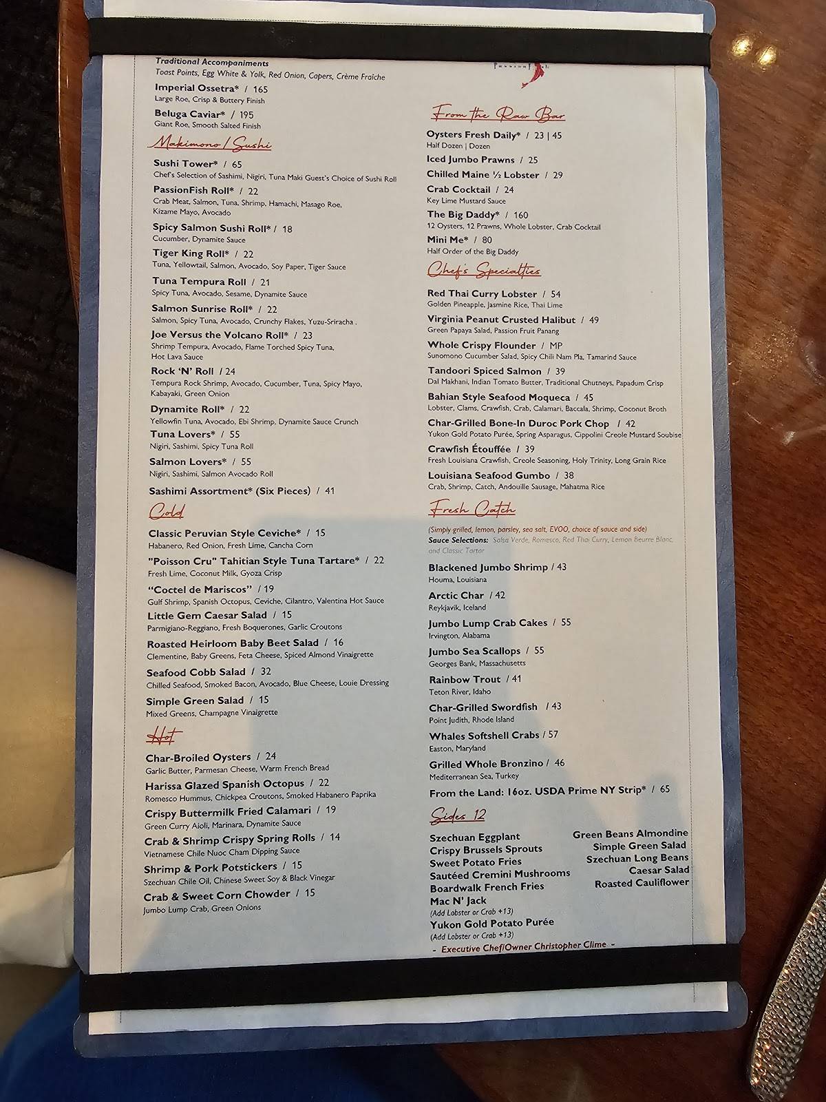 PassionFish Reston меню