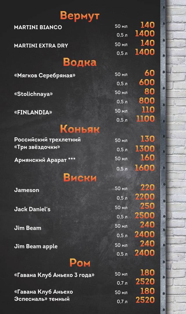 Первый металлист меню