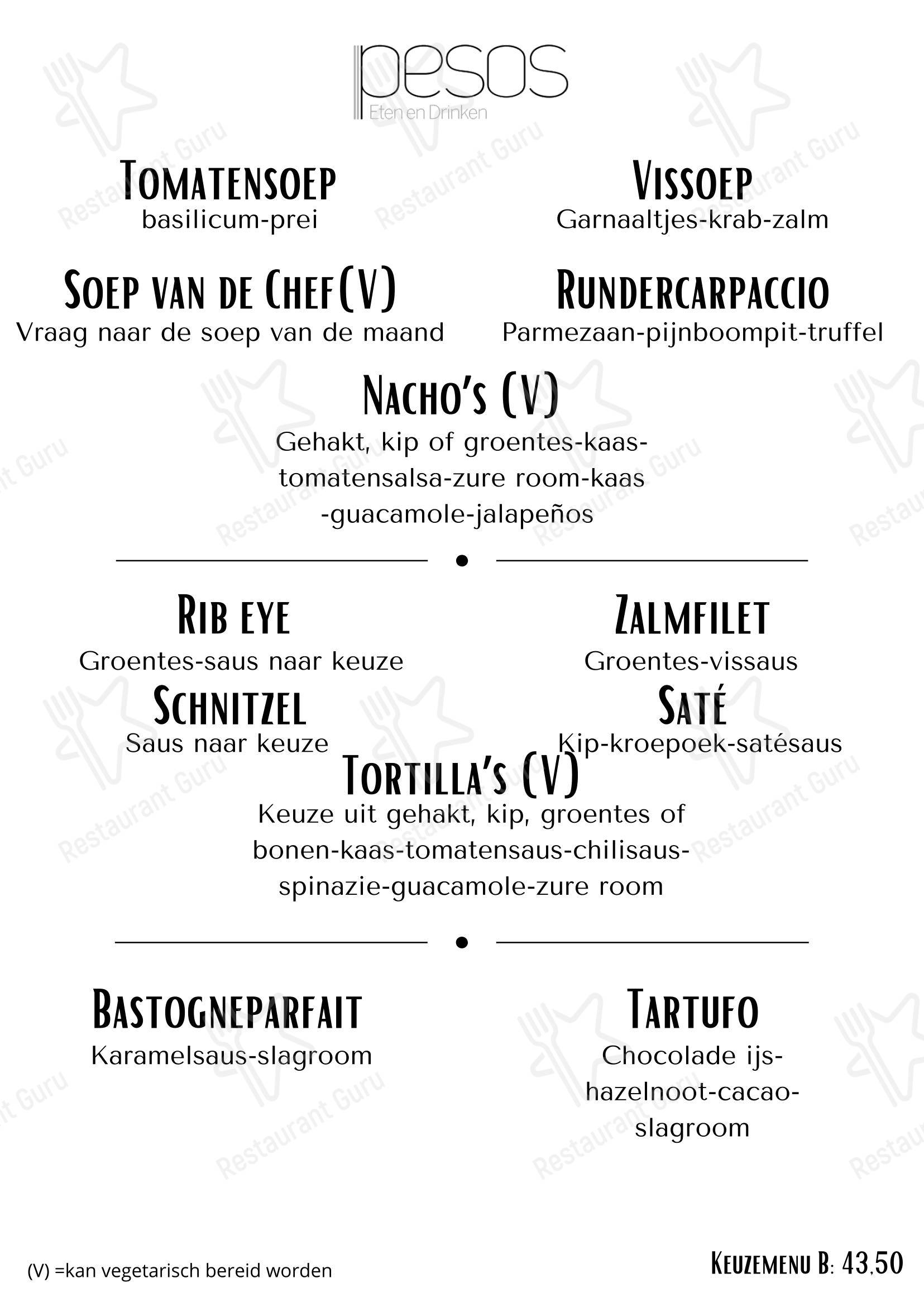 Lunch Menu ресторана Pesos Food and Drink