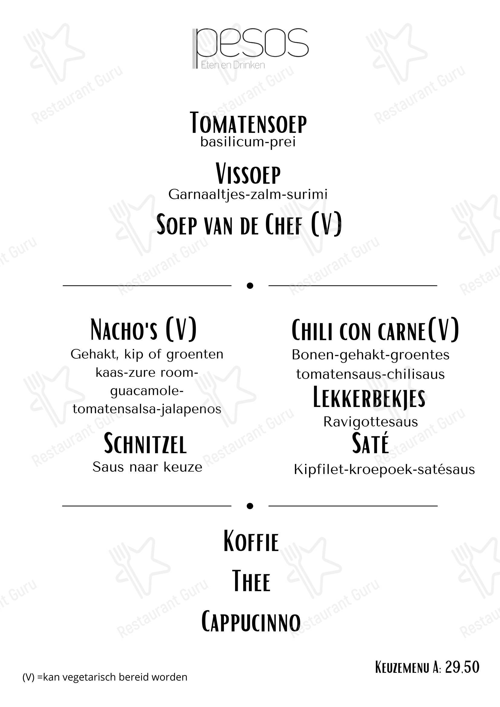 Lunch Menu ресторана Pesos Food and Drink