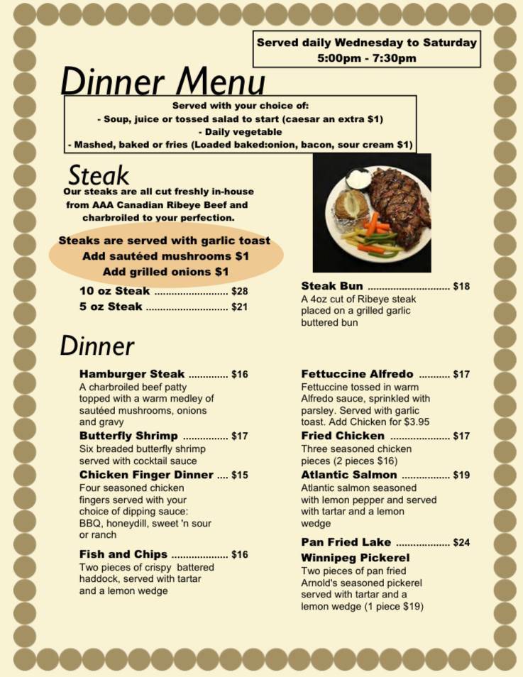 Call-Inn's Hotel & Wise-er's Bar and Restaurant меню