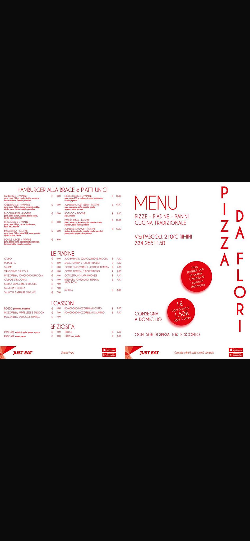 Pizza Da Flori меню