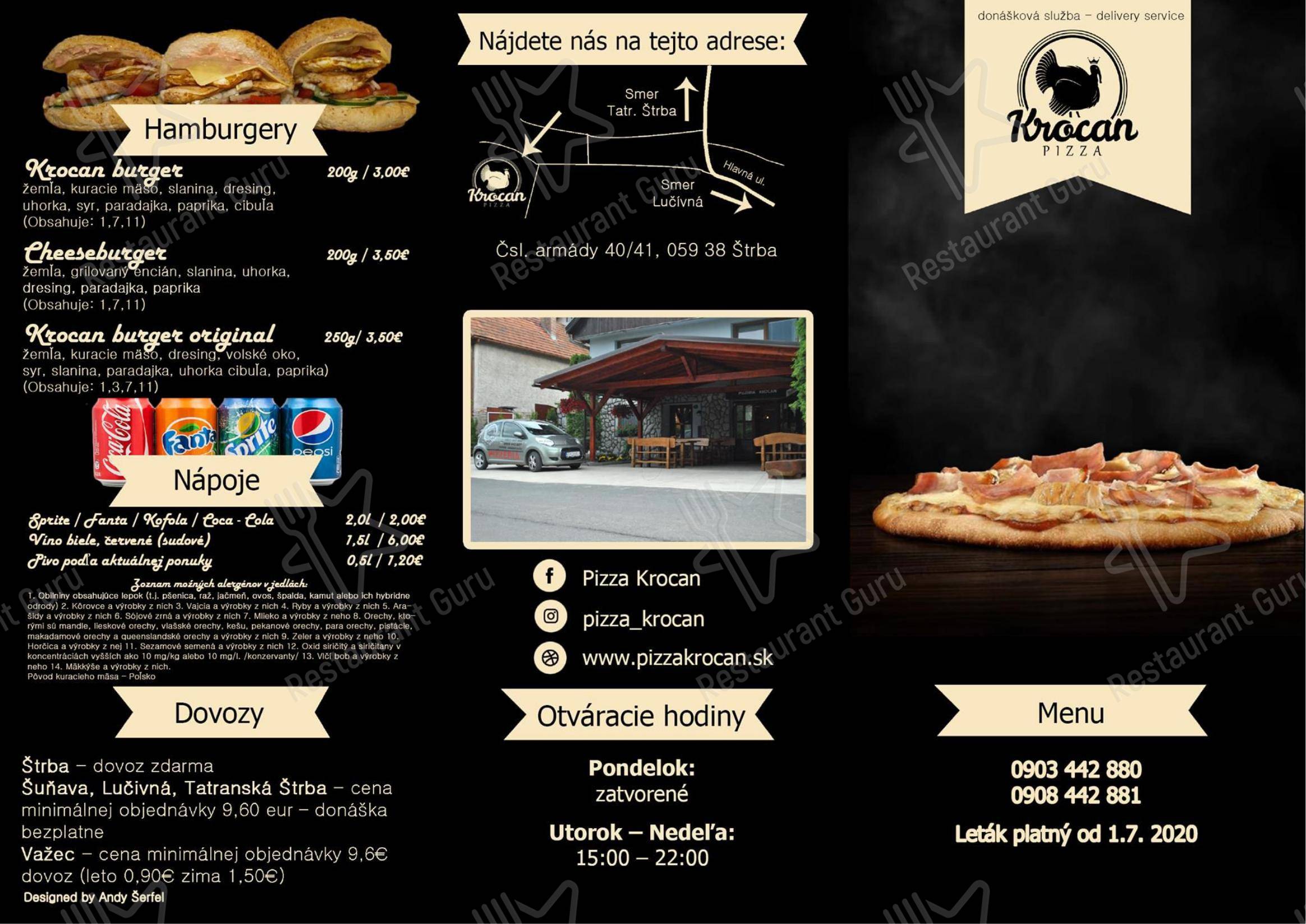 Меню ресторана Pizza Krocan - 菜单