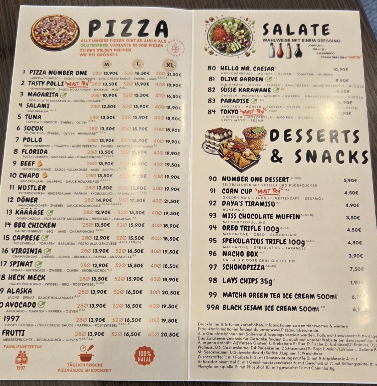 Pizza Number One меню