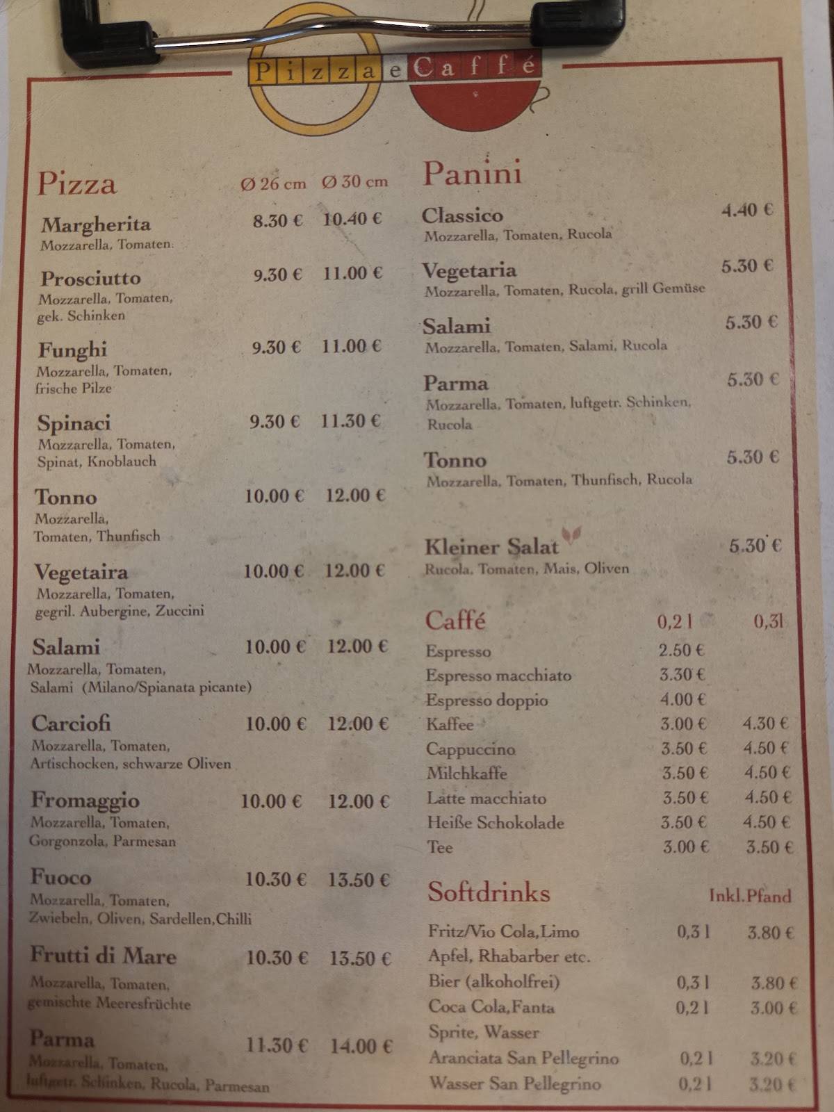 Pizza e Caffe меню