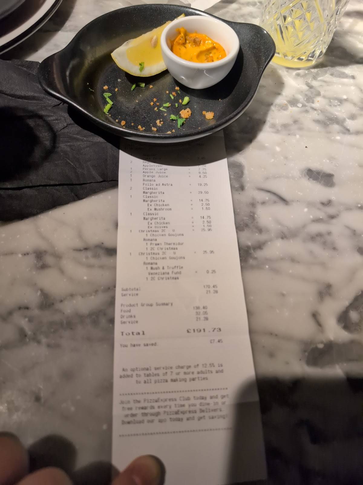 PizzaExpress меню