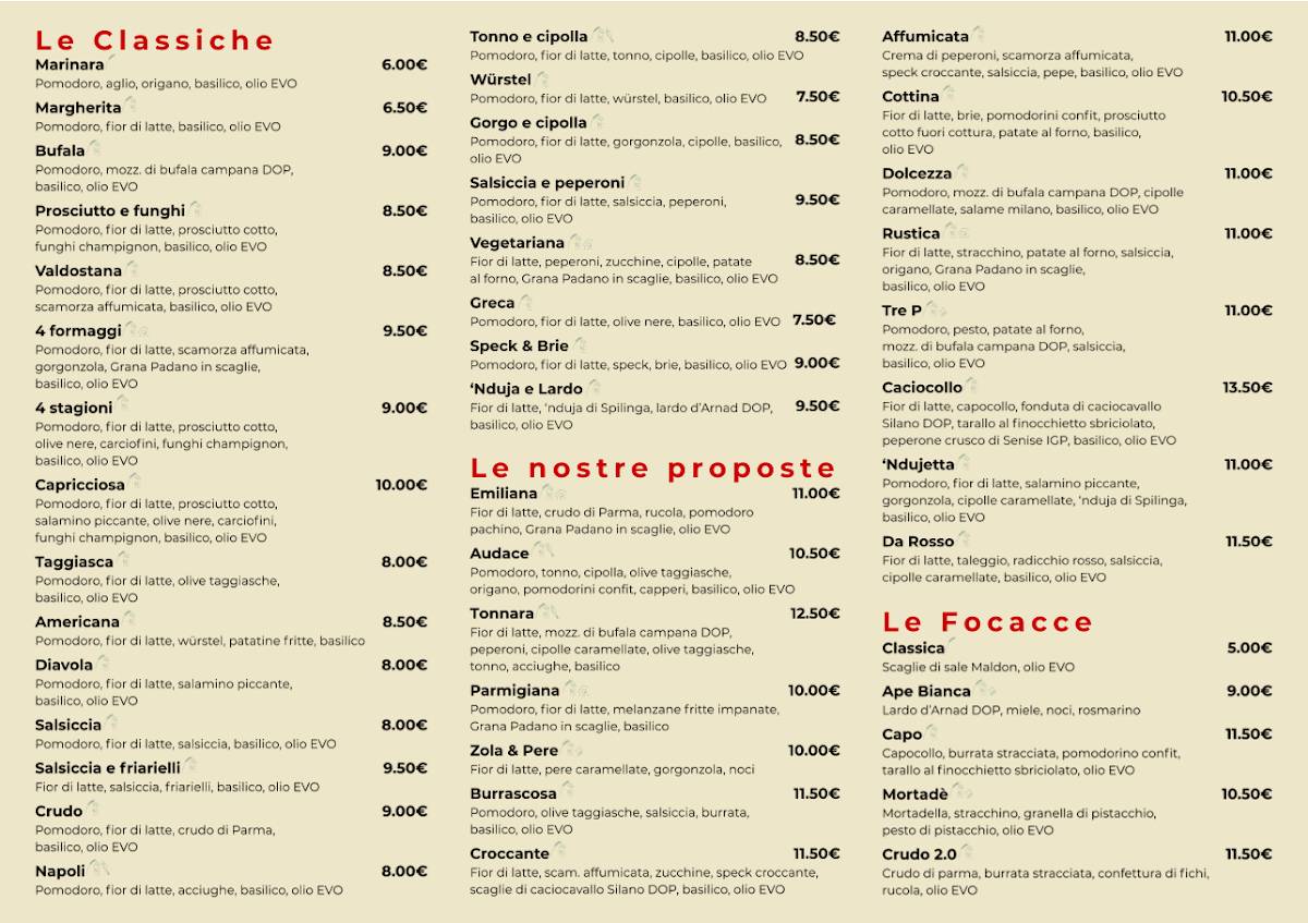 Pizzeria DA ROSSO меню
