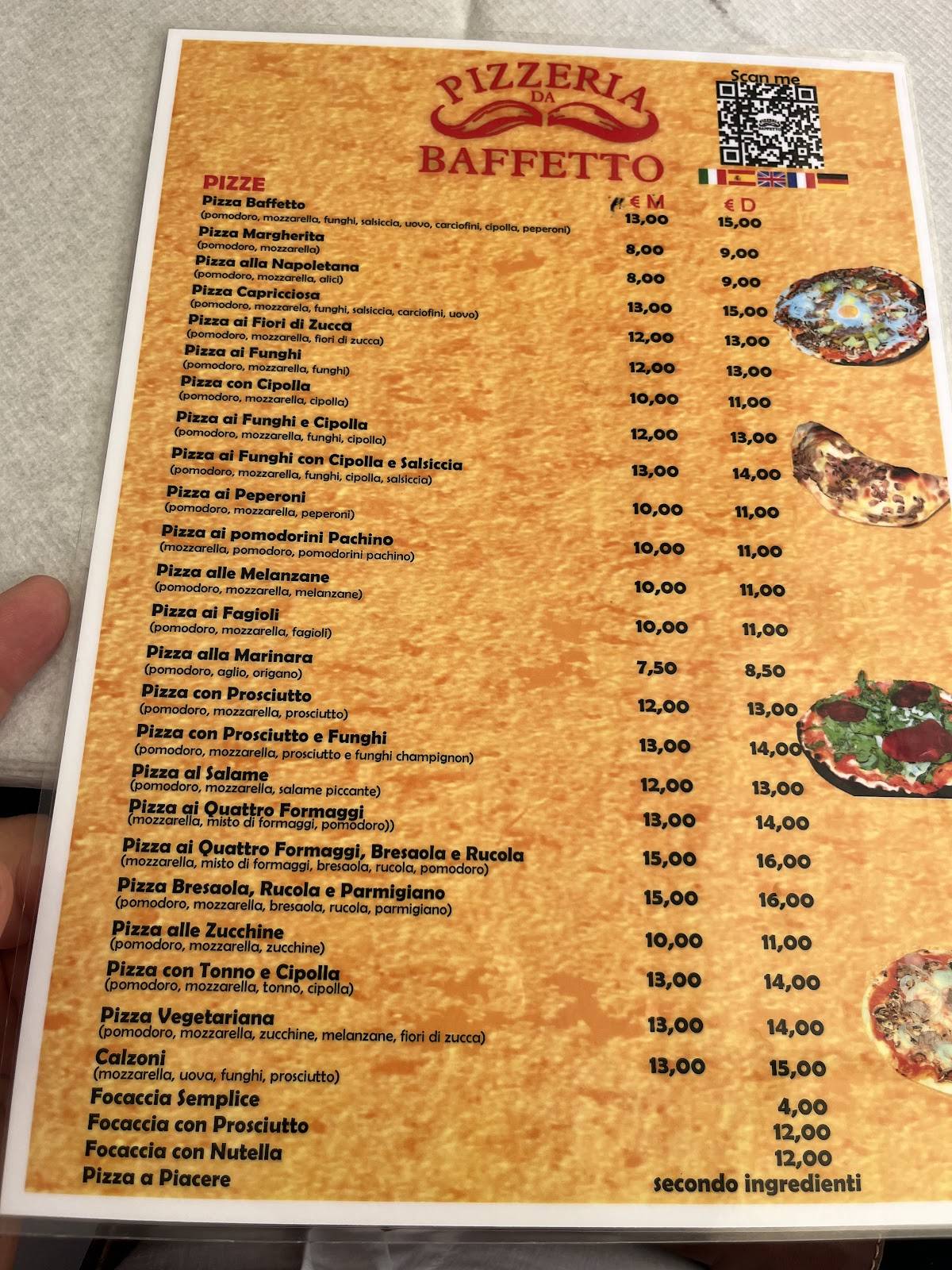 Pizzeria da Baffetto меню