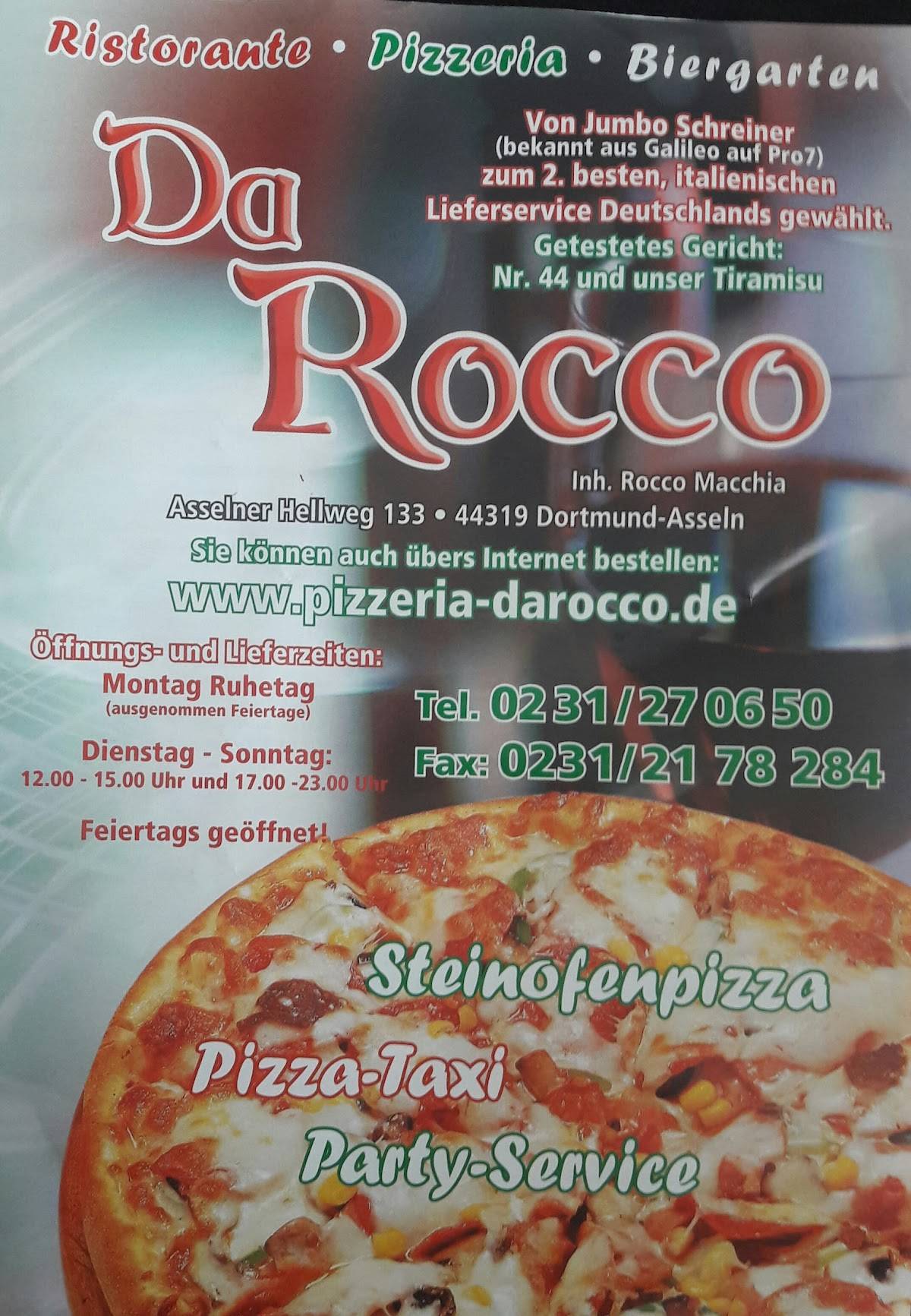 Pizzeria Da Rocco Dortmund меню