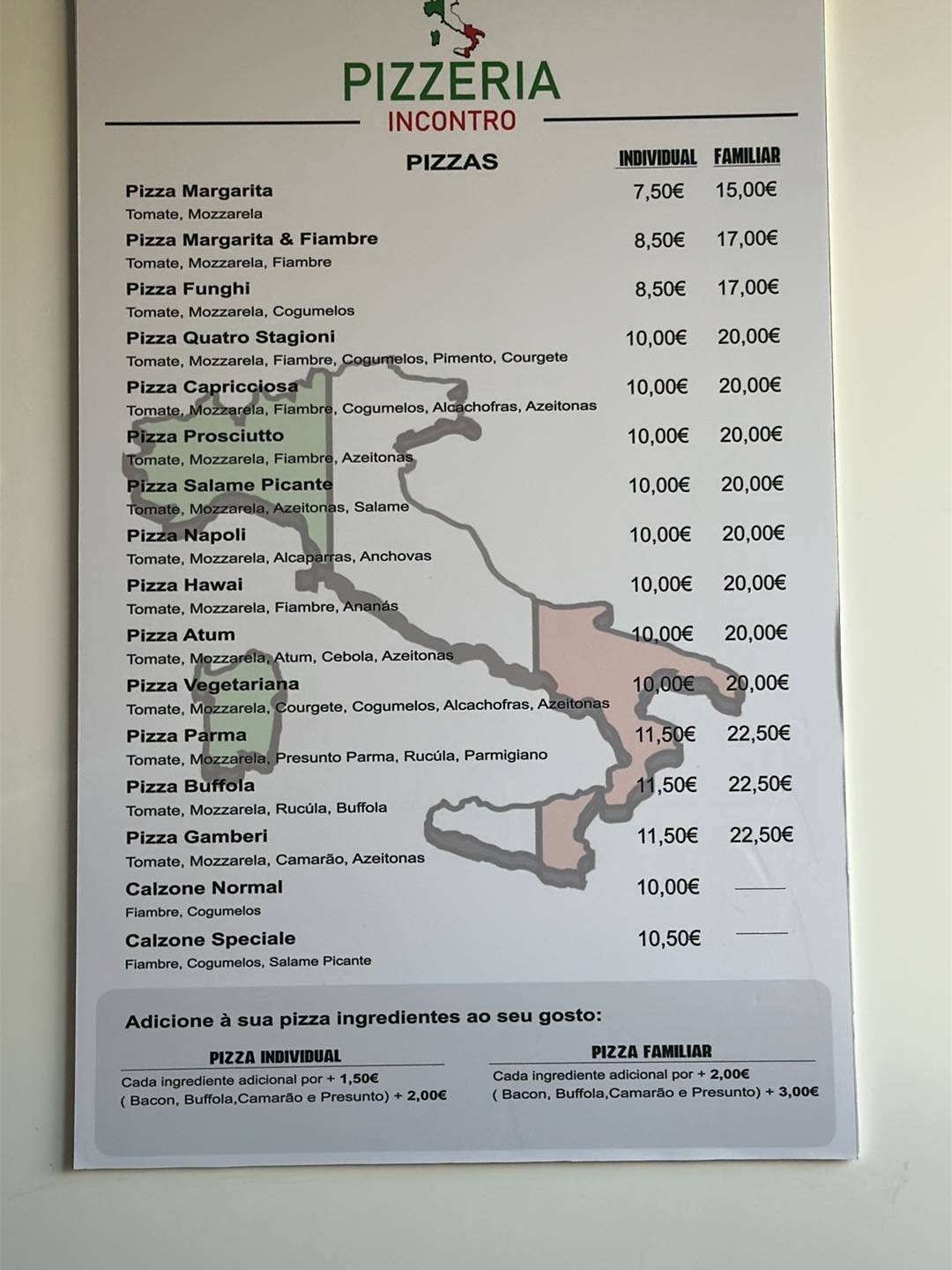 Pizzeria Incontro меню