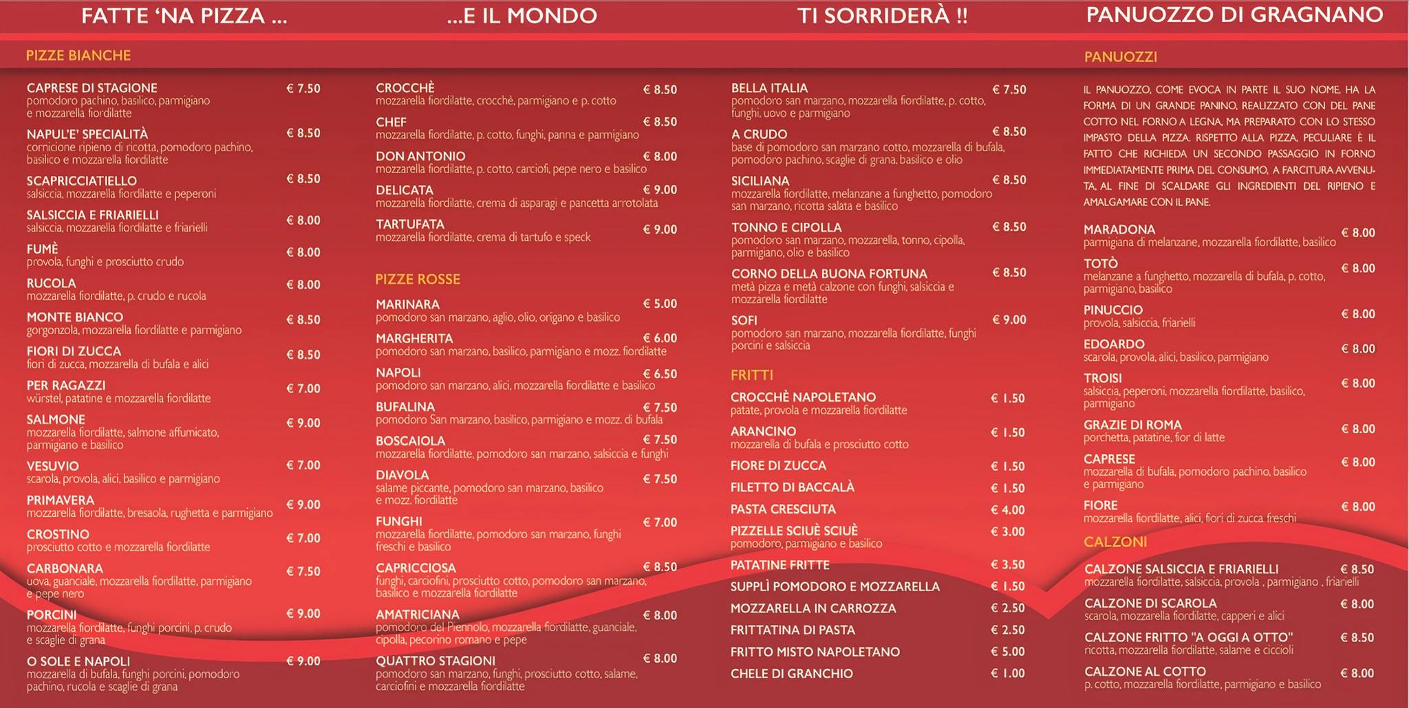 Che pizza uagliu! меню