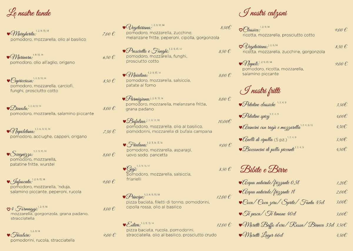 Pizzeria Principe меню