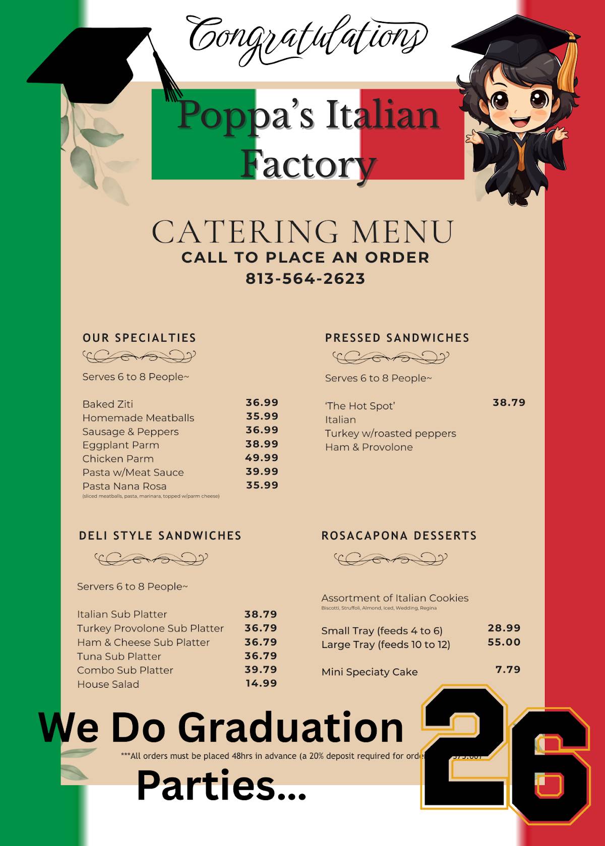 Poppa's Italian Factory меню