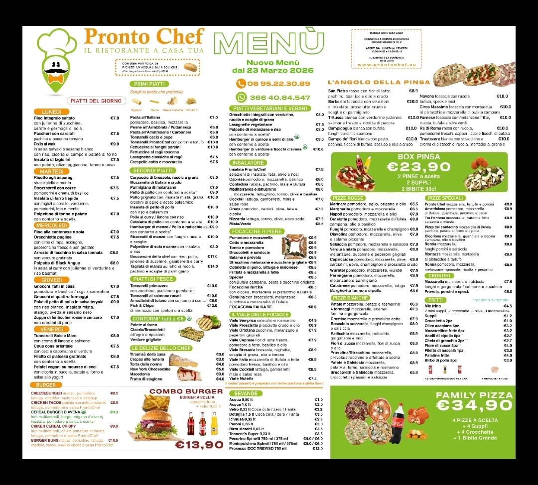Pronto Chef - Consegna Pranzo e Cena a Domicilio меню