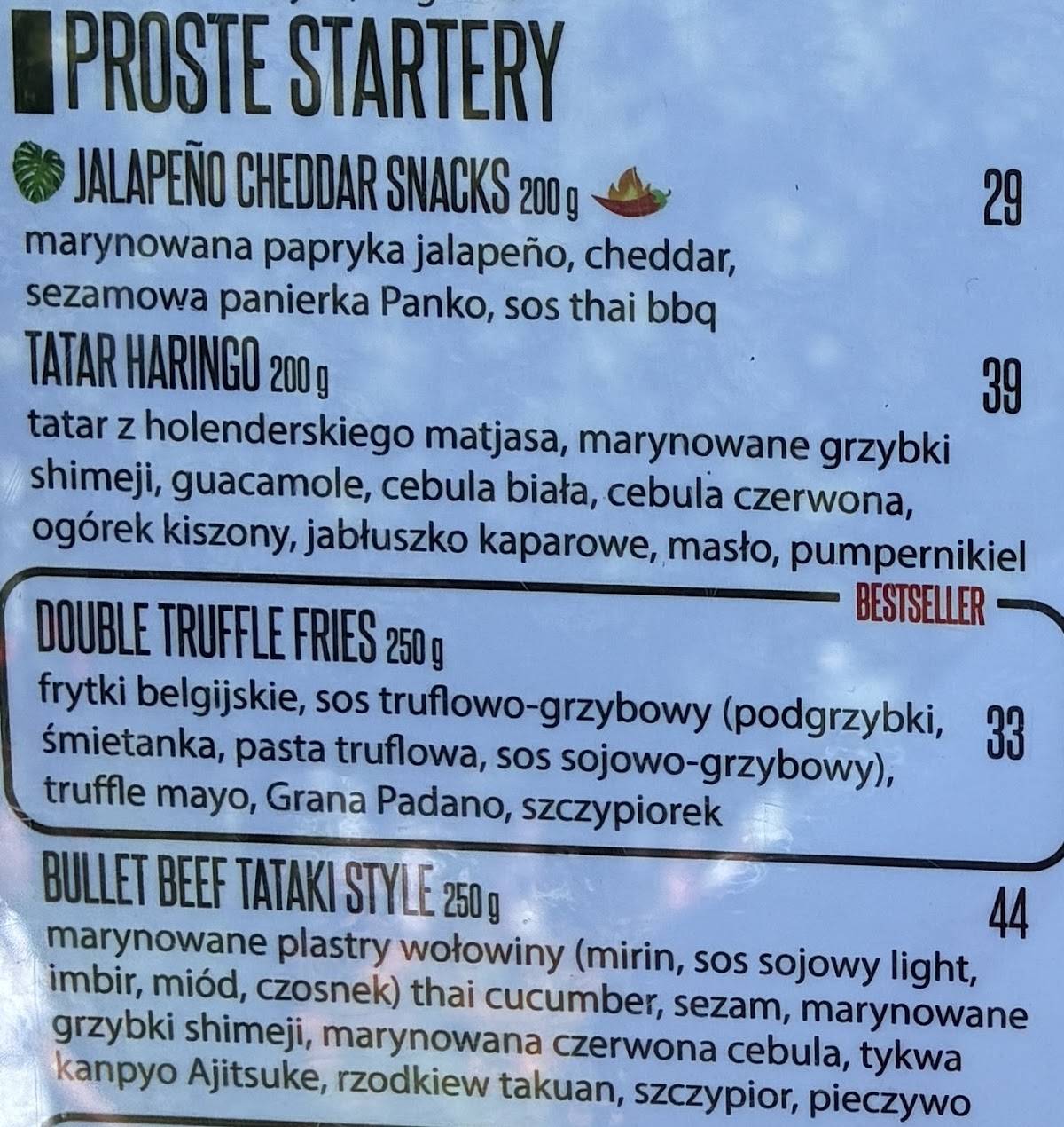 Prosty Temat Sopot меню