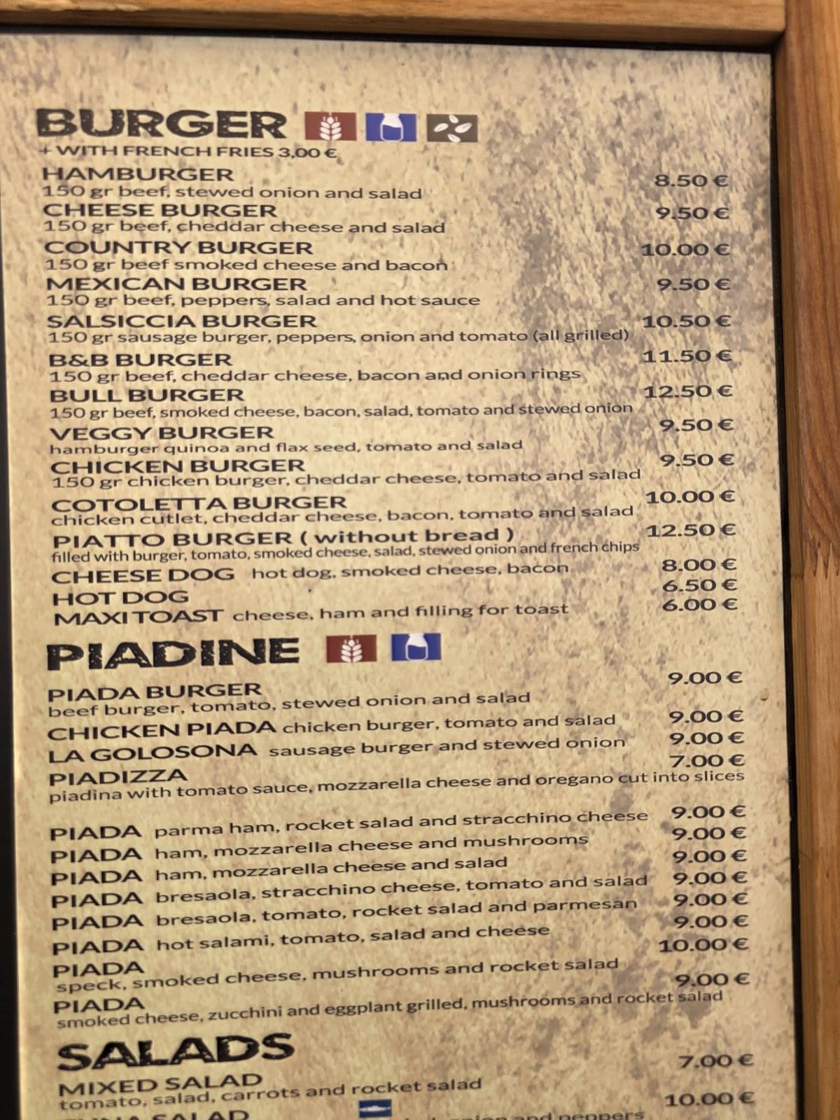 Pub Bull & Bush меню