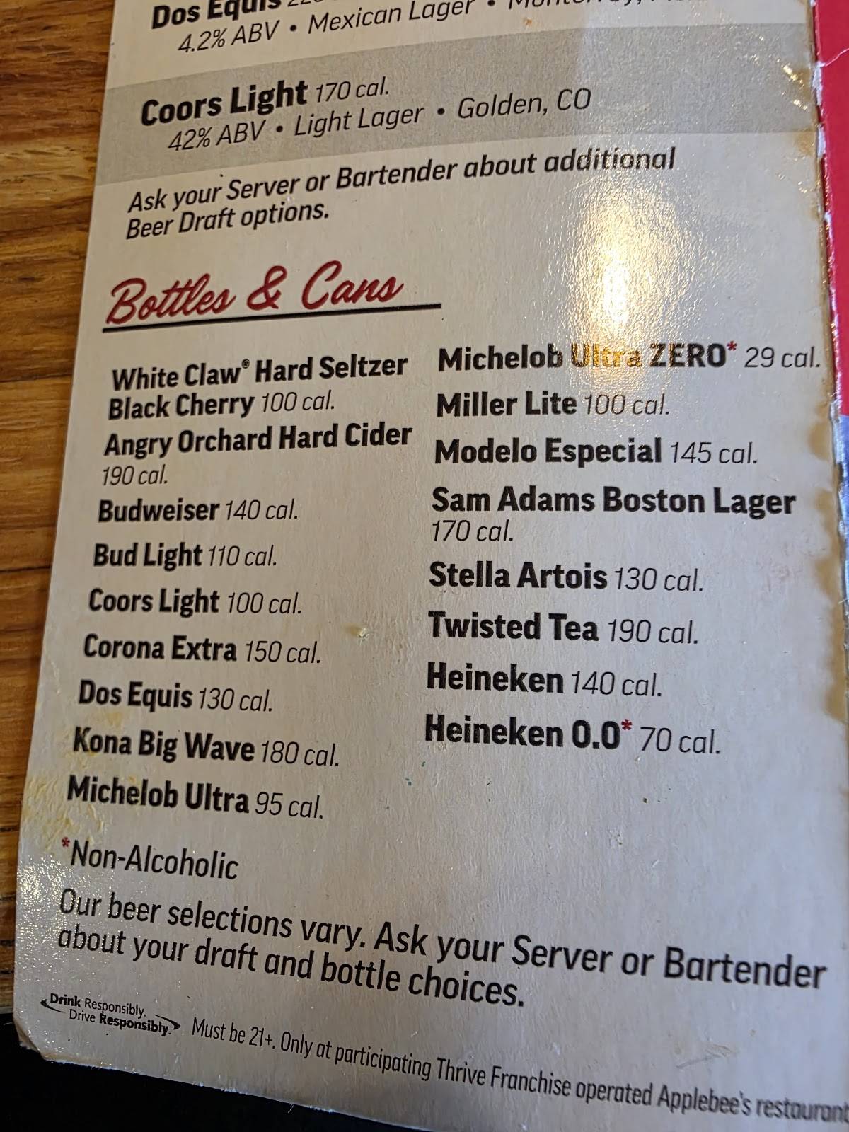 Applebee's Grill + Bar меню