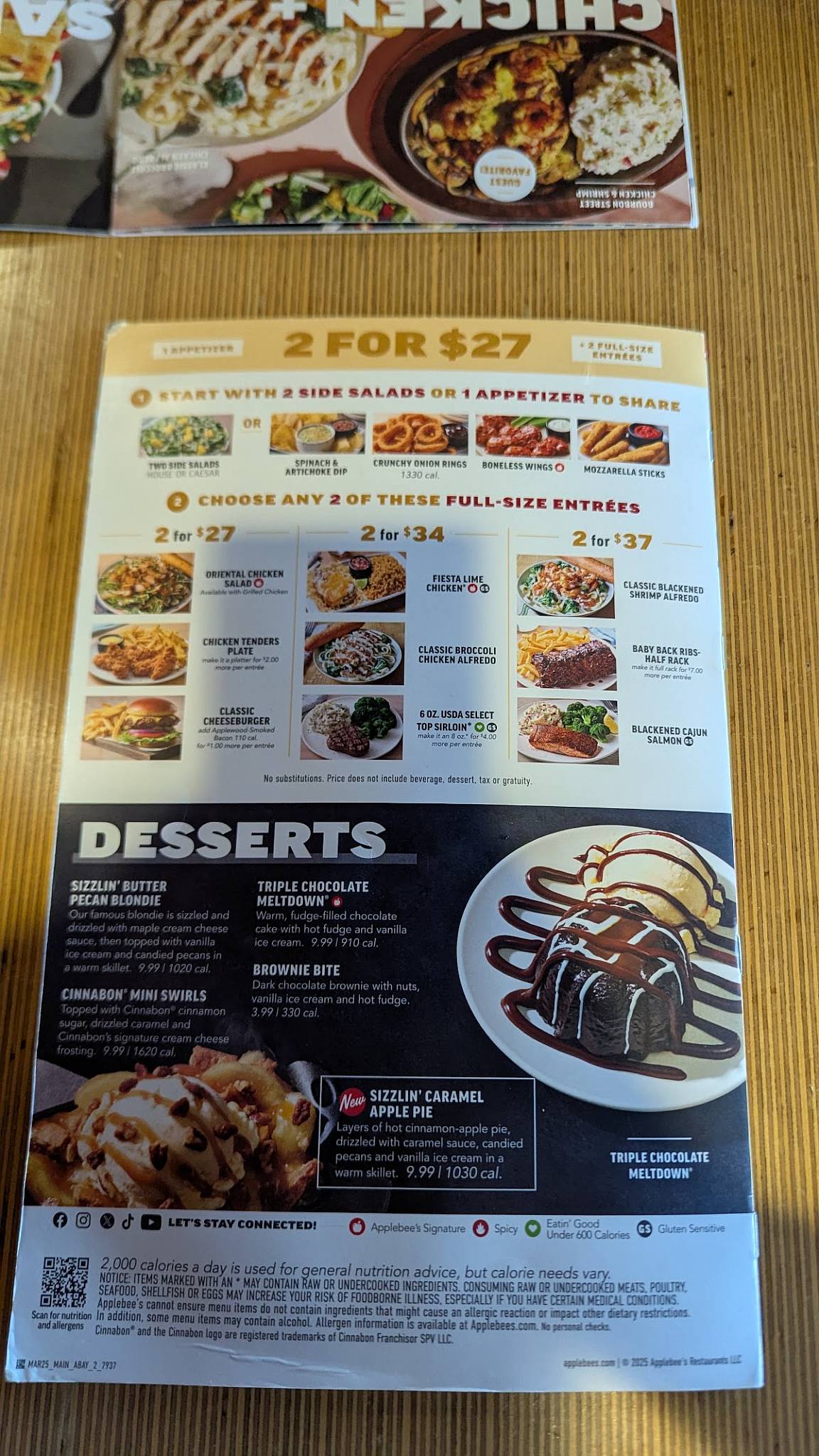 Applebee's Grill + Bar меню