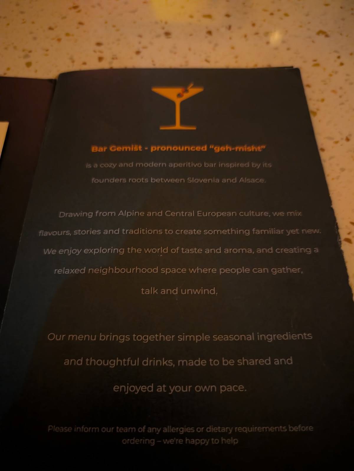 Bar Gemišt меню