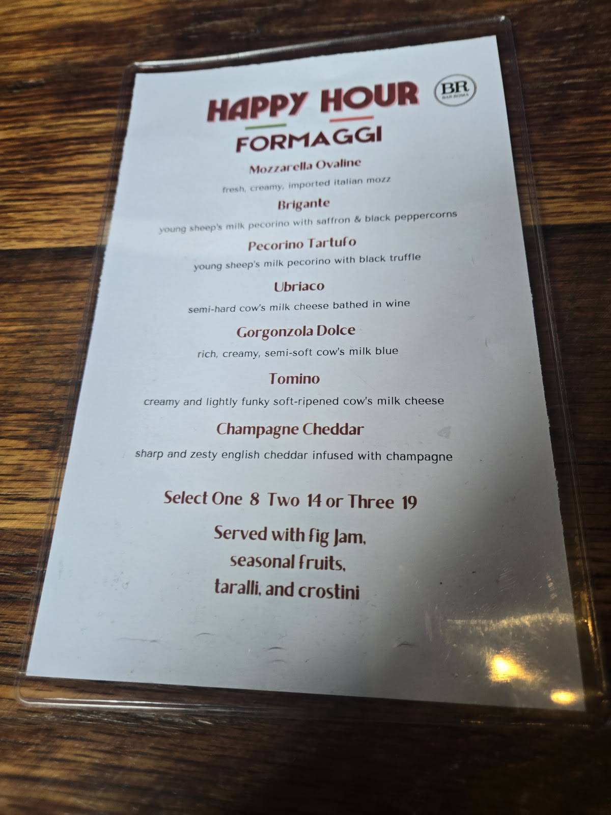 Bar Roma меню
