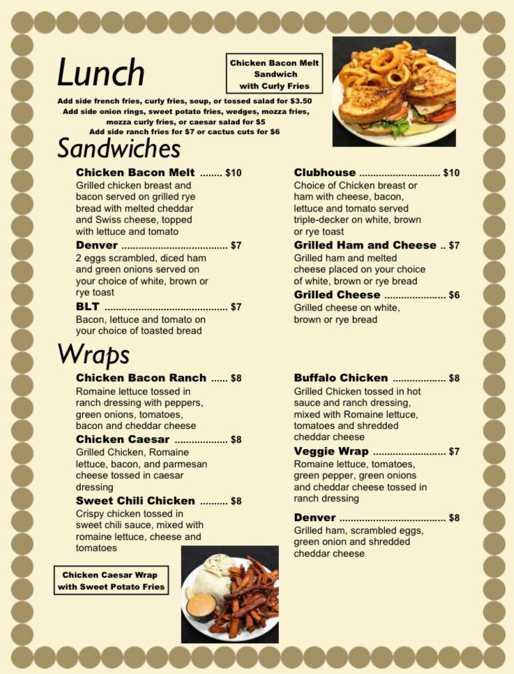 Call-Inn's Hotel & Wise-er's Bar and Restaurant меню