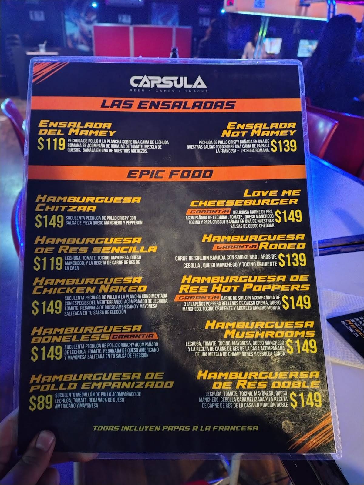 Capsula-Restaurant меню