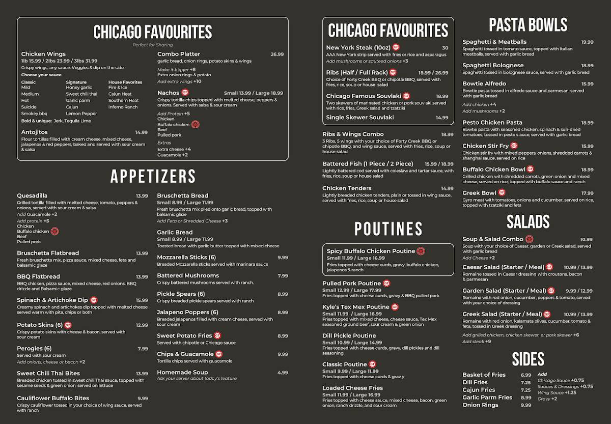 Chicago Pub & Billiards меню