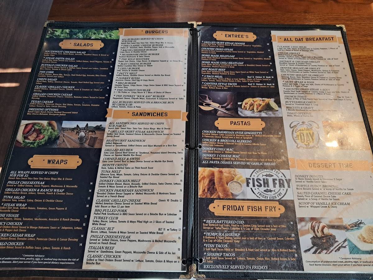 Donkey Inn Bar and Grill меню