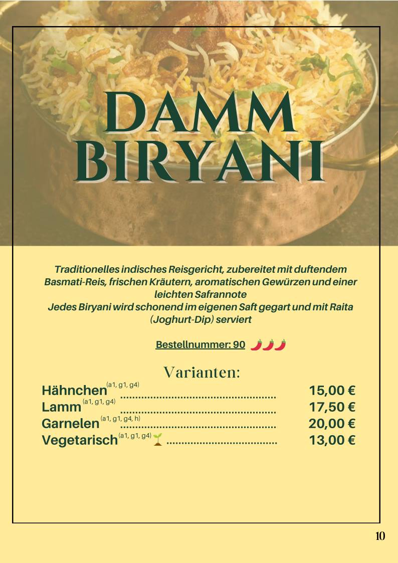 Goa (Indisches und Singapurisches Restaurant) меню