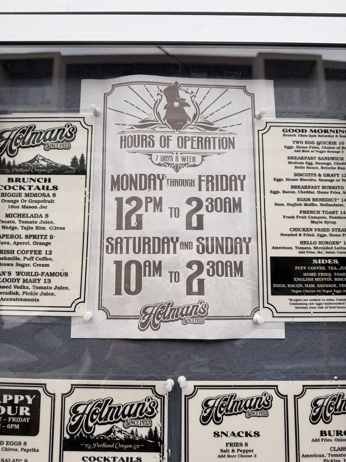 Holman's Bar & Grill меню