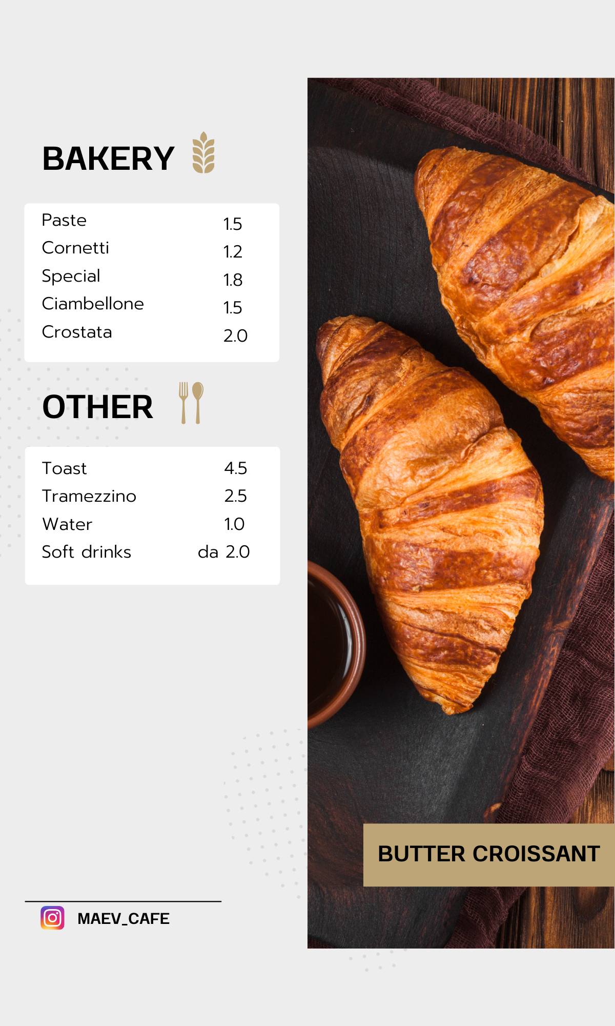 Maev Café меню
