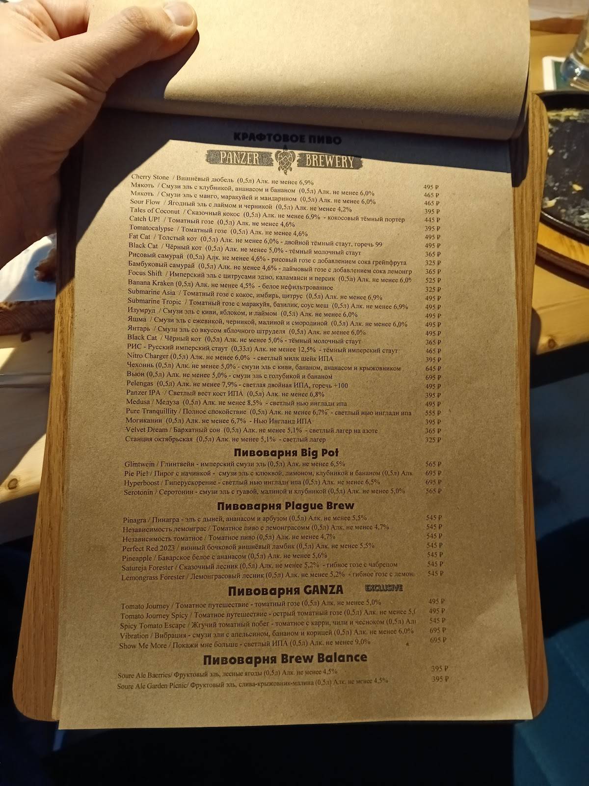 Zoller-Pub. de меню