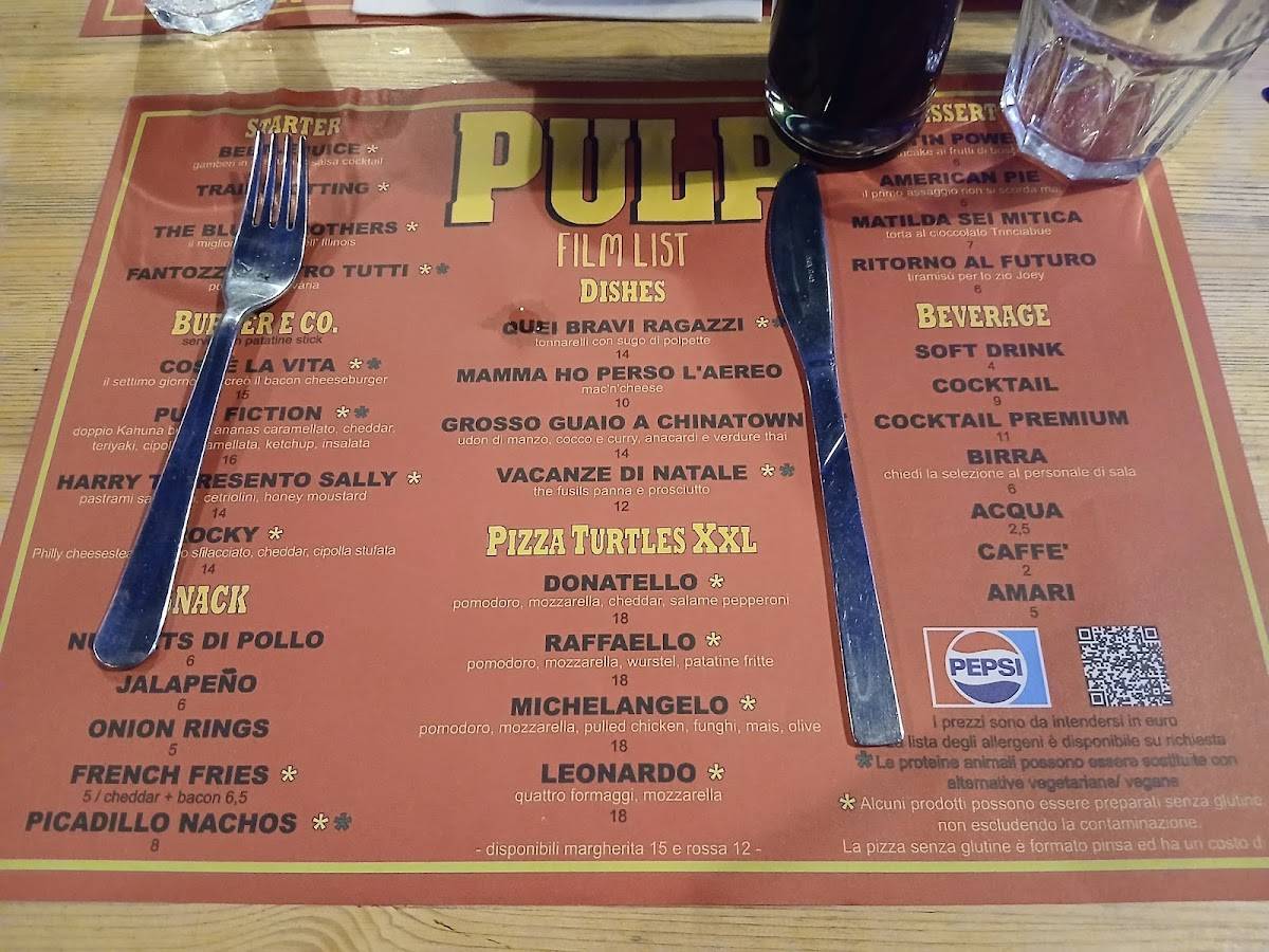 Pulp Restaurant меню