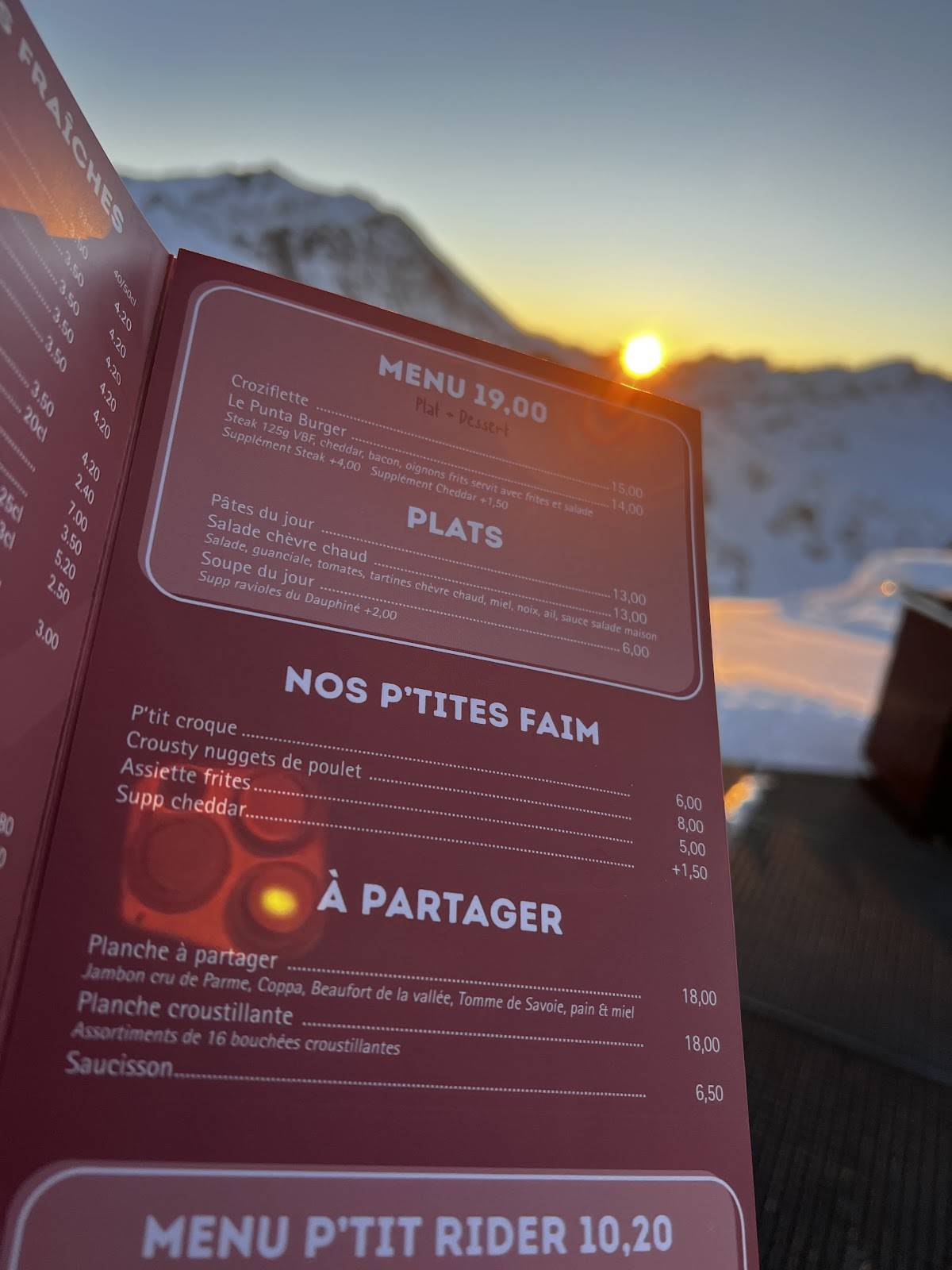 Punta bagna меню
