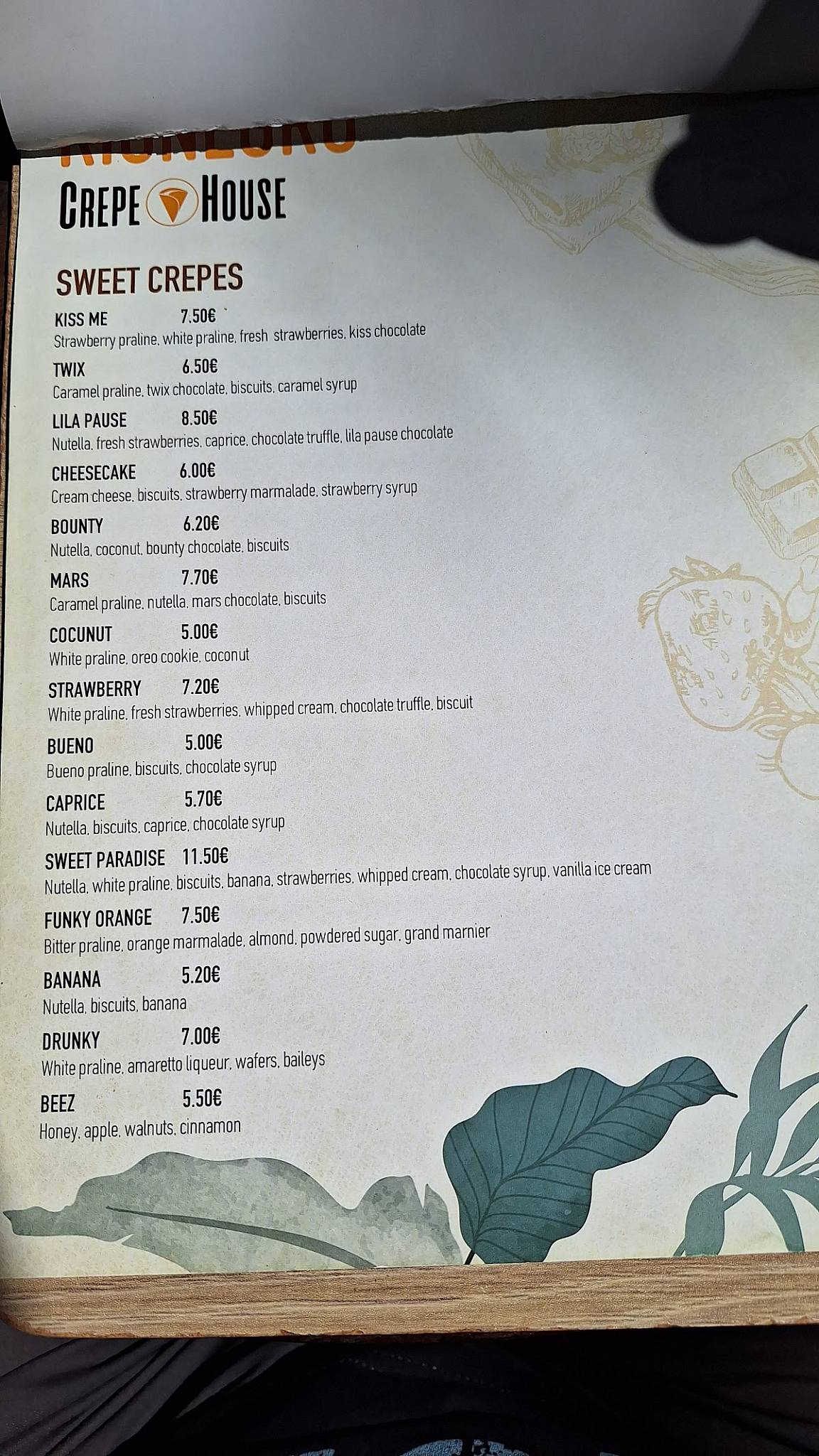 RIONEGRO CREPE HOUSE меню