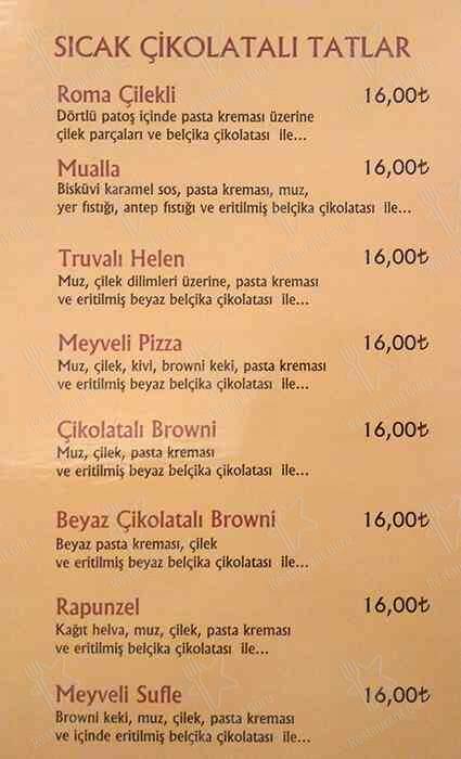 Roma Dondurmacısı меню