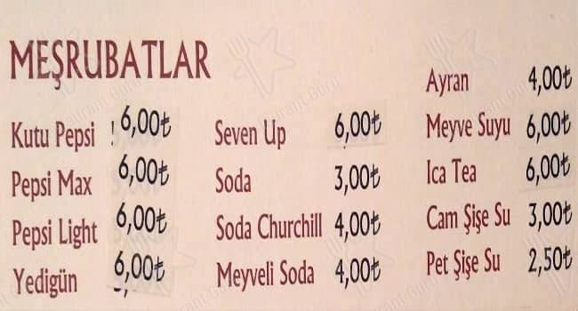 Roma Dondurmacısı меню