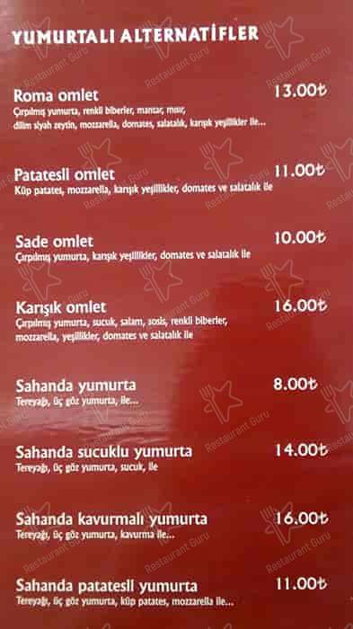 Roma Dondurmacısı меню