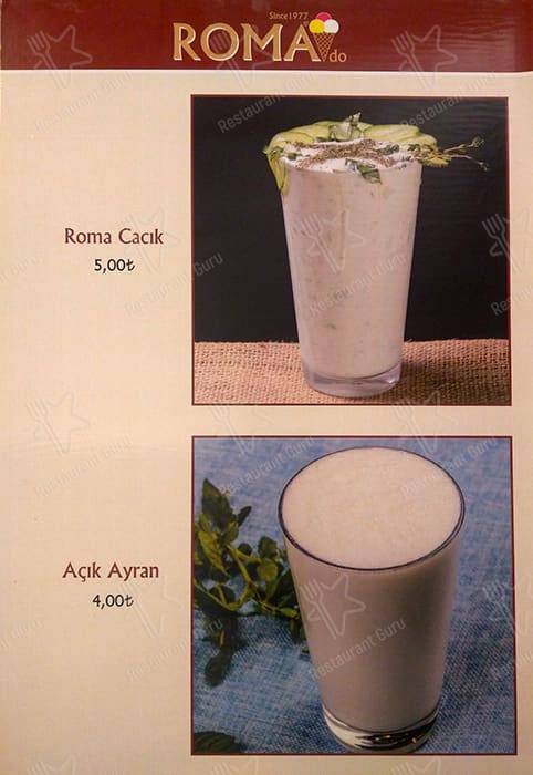 Roma Dondurmacısı меню