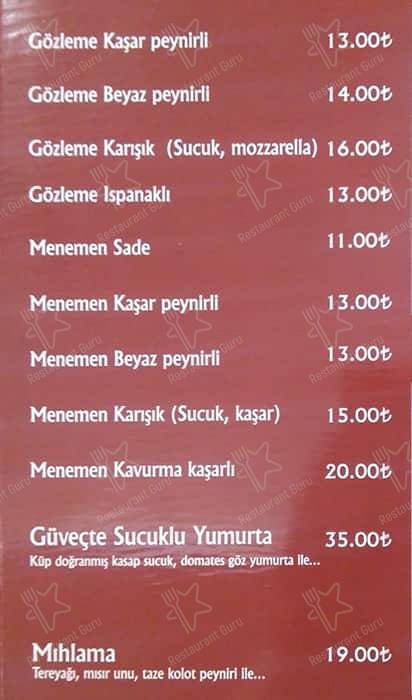 Roma Dondurmacısı меню