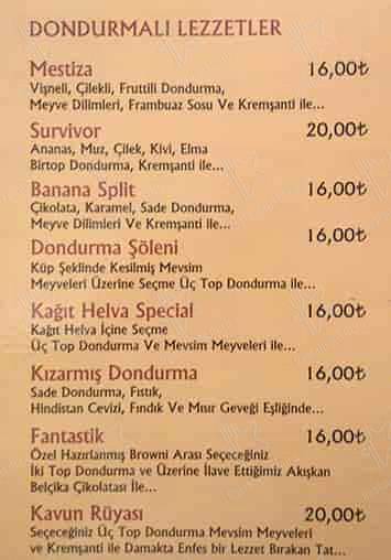 Roma Dondurmacısı меню